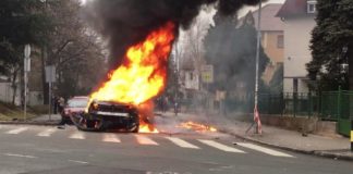 Bomb sends car flying in the air in a Skopje suburb